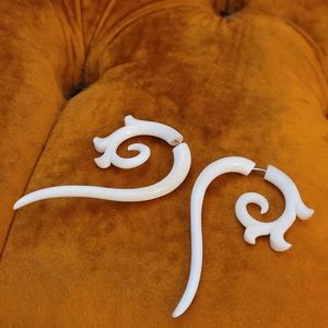 Hand carved bone fake gauge earring spirals